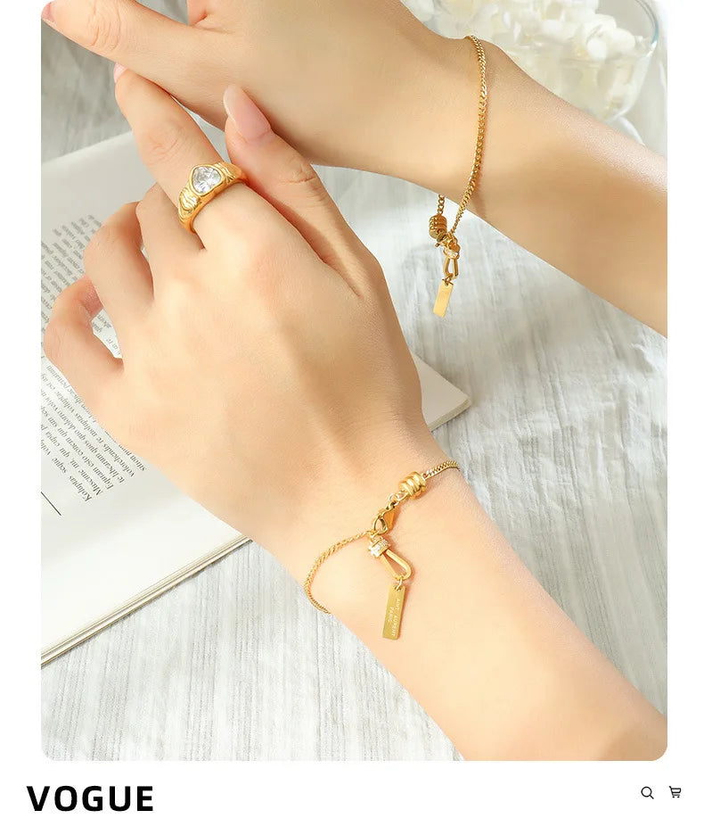 Damen-Gliederarmband mit Zirkonia-Fassung aus Edelstahl