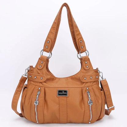 Damen-Schultertasche aus PU-Material Mit Großem Fassungsvermögen und Reißverschluss für Alltag und Freizeit