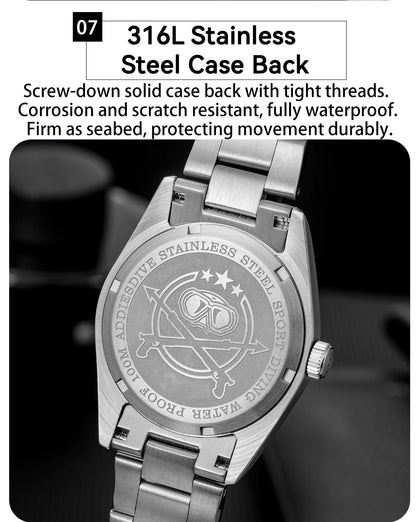 Herren-Quarzuhr 36 mm mit Saphirglas und BGW9-Leuchtmasse