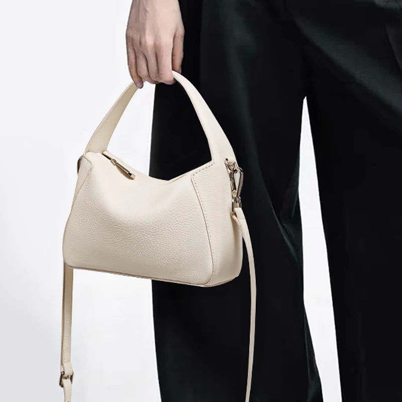 Damen Handtasche aus Rindsleder mit Crossbody-Tasche im Minimalistischen Stil