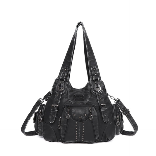 Damen-Schultertasche aus PU-Leder Großes Fassungsvermögen und Eleganter Vintage-Stil