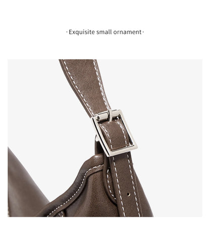 Damen Schultertasche aus weichem PU-Leder im Retro-Stil mit großer Kapazität