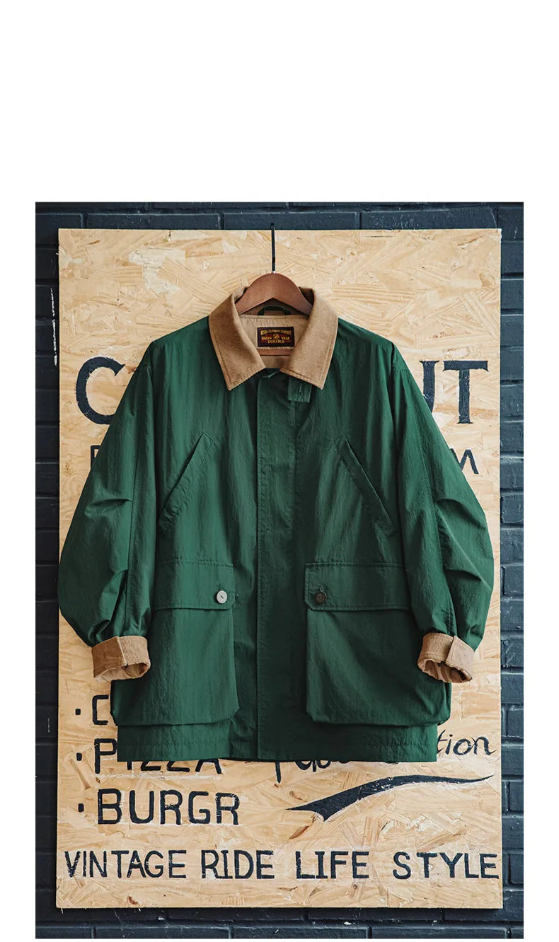 Herren Retro Safari Jacke mit mehreren Taschen im klassischen Stil