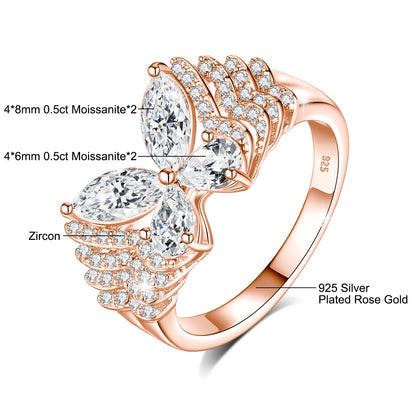 Damen-Ring aus Sterlingsilber 925 mit Moissanite D-VVS Stein als Schmuckgeschenk Premiumqualität