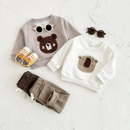 Unisex Baby Outfit Set mit Nette Bär Fleece Hoodie und Hosen