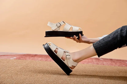 AIYUQI Women's Sandals Closed toe 2025 Summer New Women Roman Sandals Leisure Thick Soled Fashion Woven Women's Shoes Sandals