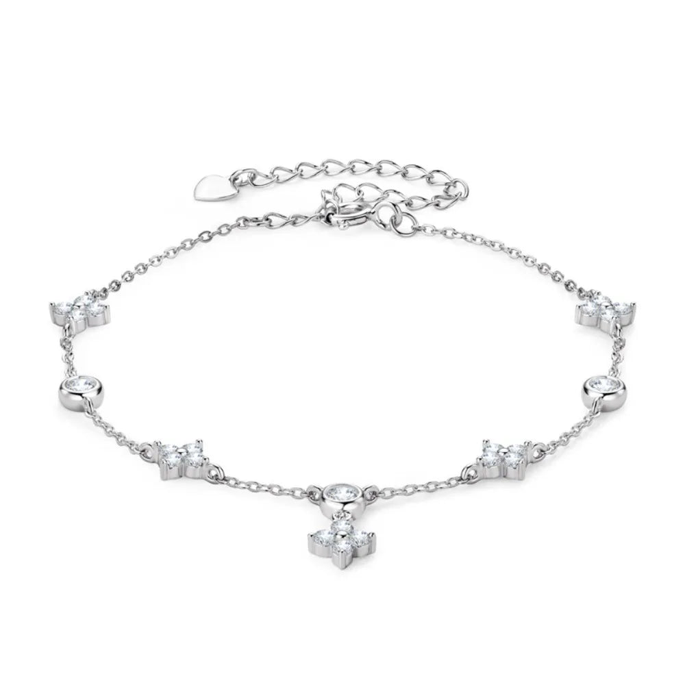 Damen-Armband Kleeblatt mit Moissanit verstellbar