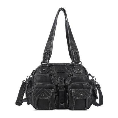 Damen-Umhängetasche Vintage-Stil mit Mehrfachfächern für Alltag und Freizeit Schultertasche