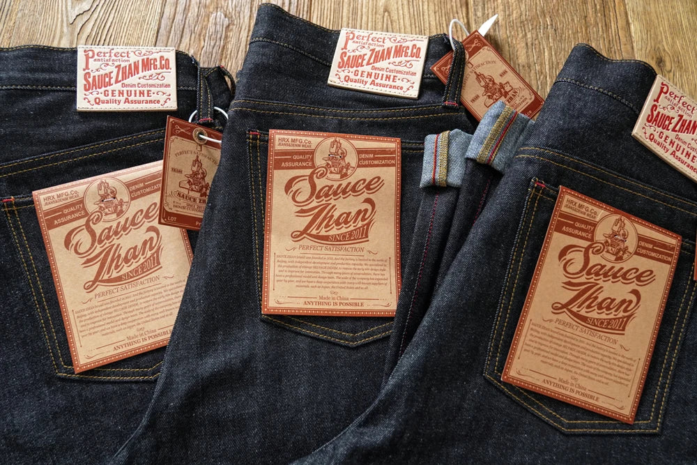 Herren Jeans aus Sommer Selvedge Denim mit lockerer Passform und hohem Bund