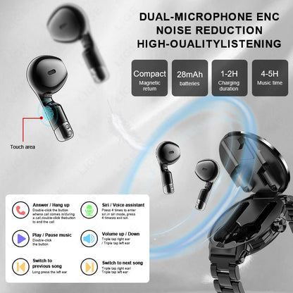 LIGE Neue TWS 2-in-1 Smart Uhr Mit Headset Bluetooth Anruf NFC Smartwatch Männer Herzfrequenz Blut sauerstoff Spielen Musik Ohrhörer Uhr