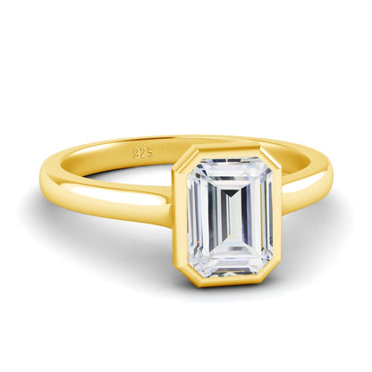Damen-Ring aus Silber 925 mit Moissanit im Smaragd-Schliff 1 Karat Zertifikat inklusive Echtheitsprüfung