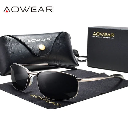 AOWEAR Retro Polarisierte Spiegel Sonnenbrille für Mann Frauen Vintage Sonnenbrille Herren UV400 Leichte Fahrbrille mit Etui