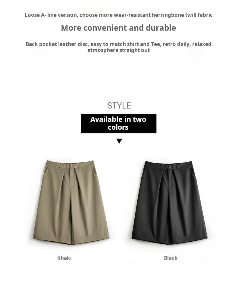 Herren Shorts im Vintage-Stil mit breitem Bein und elastischer Taille