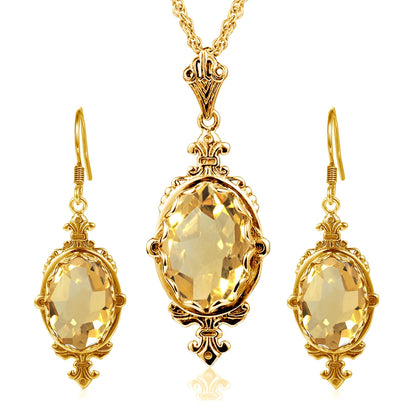 Damen-Ohrringe Gold Citrin Tropfenform Lang 10 x 14 mm 8 Ct Luxuriöse Schmuckstücke
