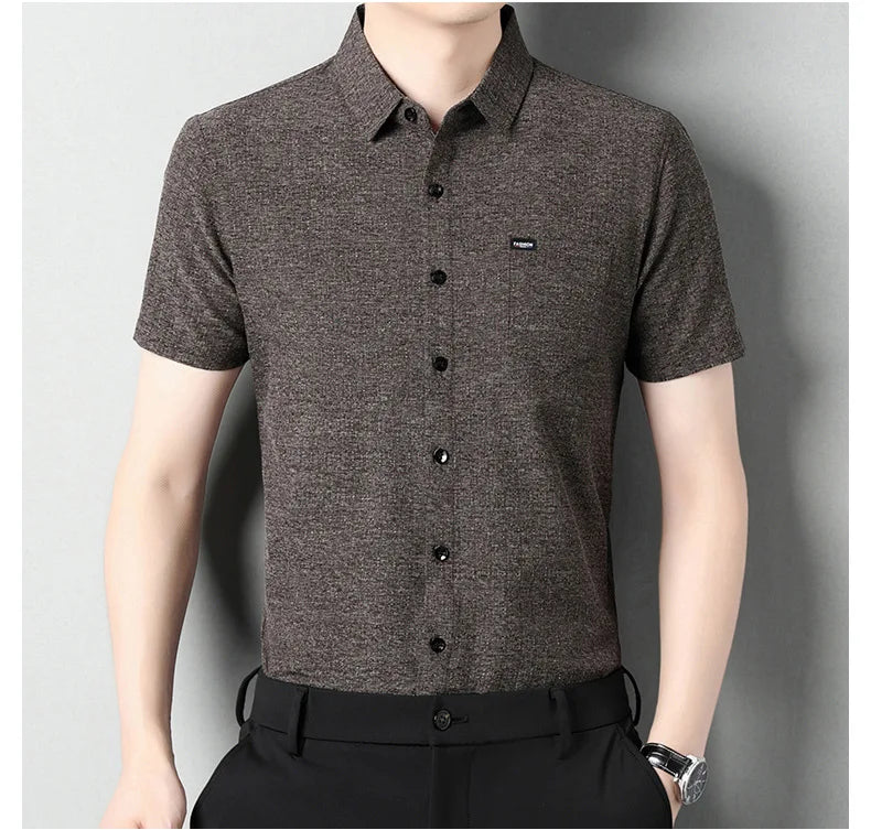 Sommerliches Herren-Kurzarmshirt in Unifarbe – modisches, lässiges Cardigan-Hemd für Jugendliche