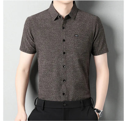 Sommerliches Herren-Kurzarmshirt in Unifarbe – modisches, lässiges Cardigan-Hemd für Jugendliche