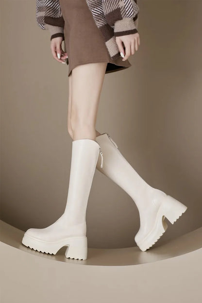 AIYUQI High Heel Boots Women Autumn 2025 New Genuine Leather Platform Boots Women Skinny Leg 10cm Heel High Female Rider Boots