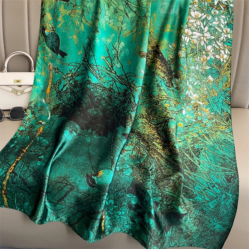Damen Seidenschal groß 180x90cm Sommer Strand Foulard Bandana weich