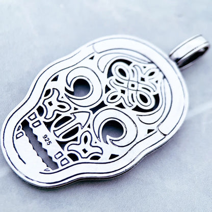 Damen-Charm-Anhänger Schädel Maske Rebel Street aus Sterlingsilber
