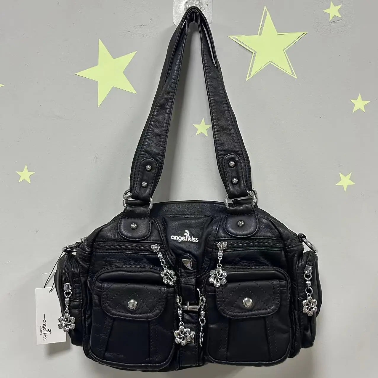 Damen-Handtasche Vintage PU-Leder mit Schultergurt und Obergriff Innenfach für Telefon und Geldbörse