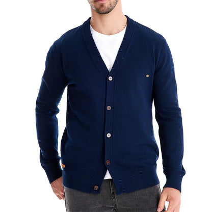 Herren Cardigan Sweater aus hochwertiger Baumwolle im lässigen einfarbigen Design