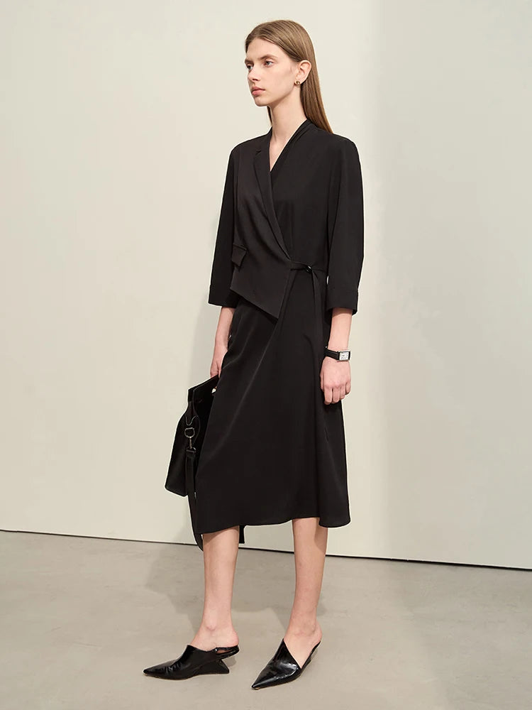Modernes Gespaltenes Midi Kleid Für Damen Mit Zweiteilerlook Und Slim Schnitt