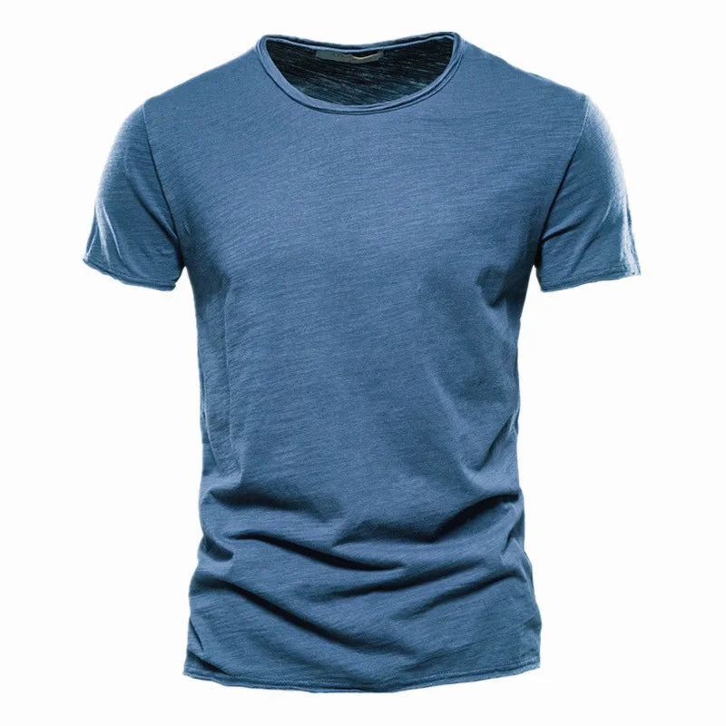 Herren-T-Shirt, kurzarm, V-Ausschnitt, blau, Slim Fit, einfarbig