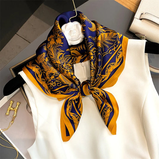 Damen Seidenschal quadratisch einfarbig Halstuch Bandana Foulard Frühling Sommer