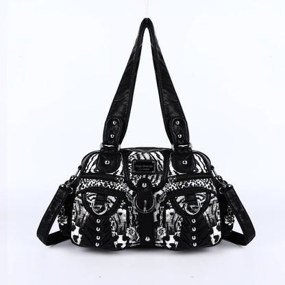 Damen-Satchel-Handtasche aus PU-Leder mit Reißverschluss und viel Stauraum für Alltag und Freizeit