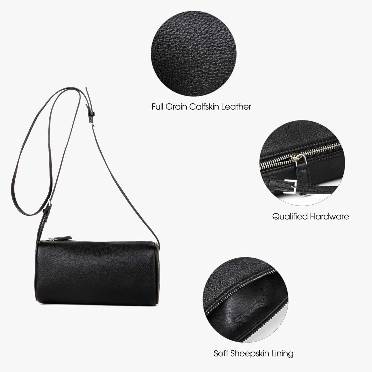 Rindsleder-Handtasche | Top-Handle Mit Schultergurt