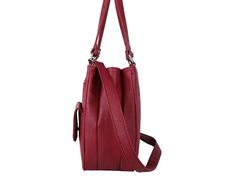 Damen-Handtasche Vintage Schultertasche mit Mehrfachfächern und große Kapazität für iPad und Smartphone