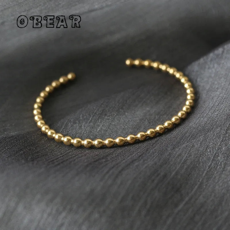 Damen-Armreif mit Perlen-Optik aus Edelstahl