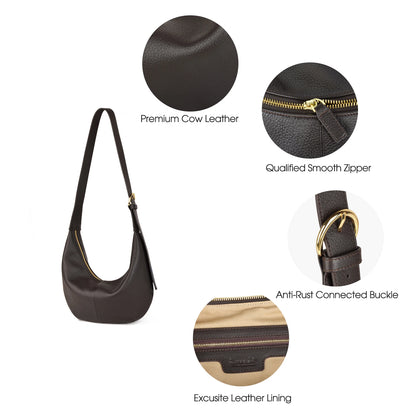 Kalbsleder Hobo-Schultertasche Damen Crossbody