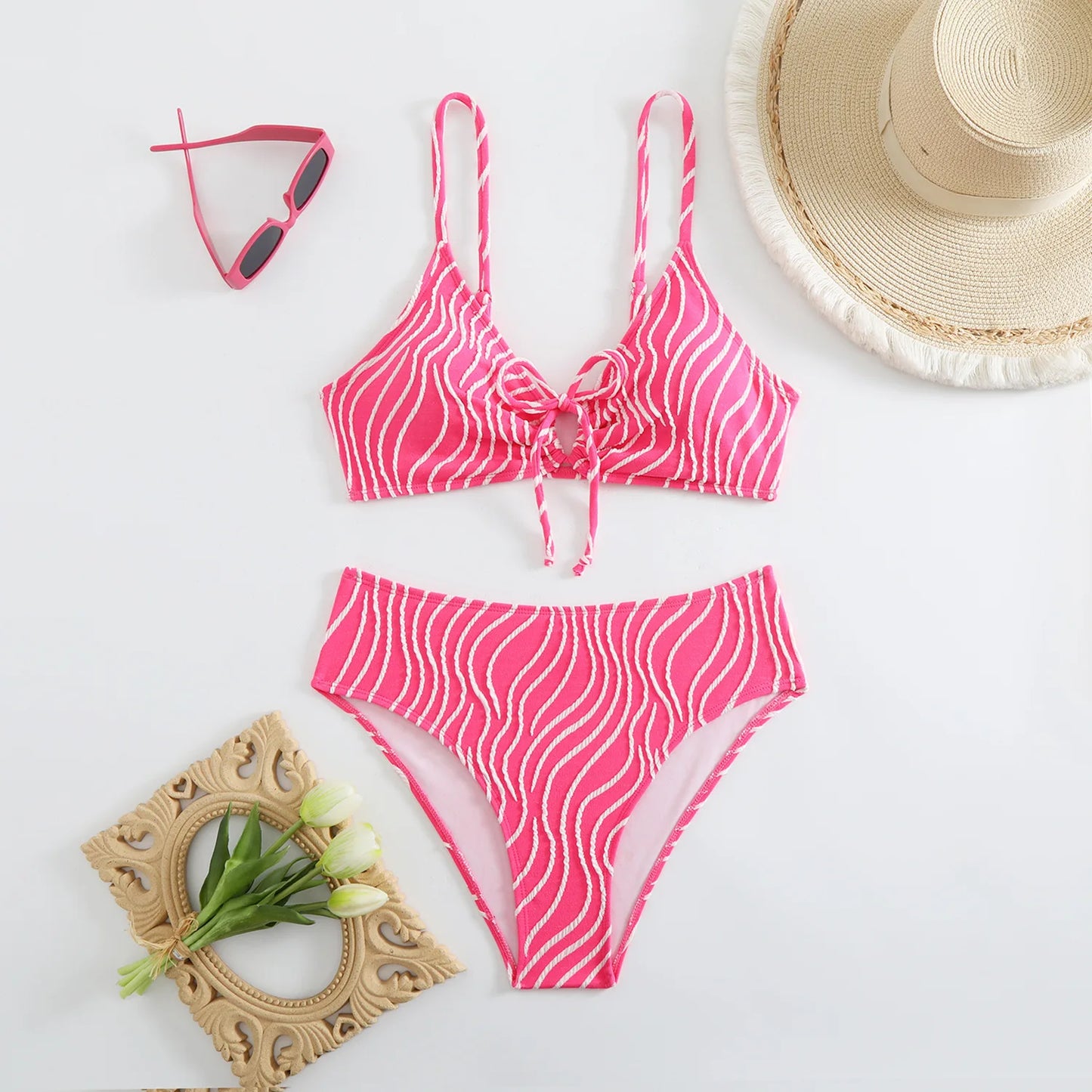 Sexy Bikini-Set in Pink mit Push-up-Effekt – Perfekt für Strand und Pool