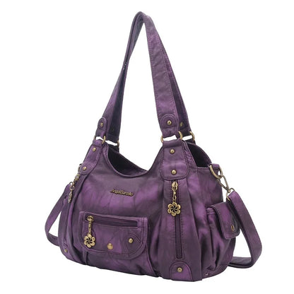 Damen-Schultertasche aus PU-Leder mit Reißverschluss und Mehrfachfächern Kompakter Alltagsbegleiter
