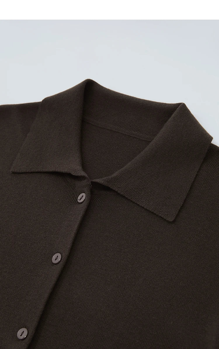 Damen-Strickjacke lang Seide-Wolle Umlegekragen locker Herbst