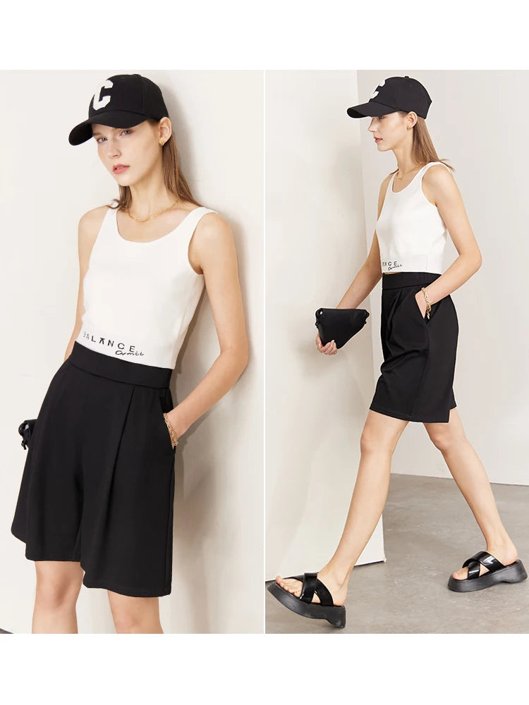 Damen Shorts im Minimalismus-Stil mit elastischer Taille für den Sommer