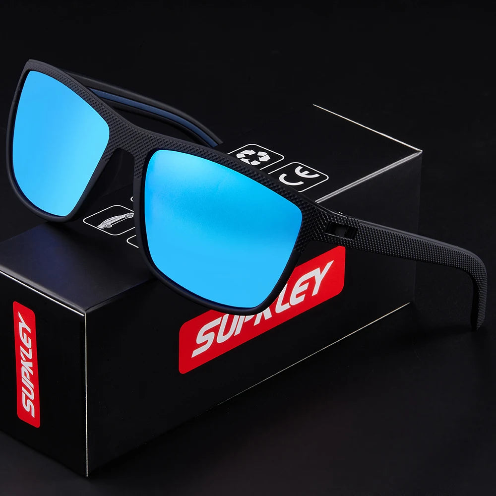 Sonnenbrille Sport Rechteck TR90 polarisiert UV400 Spiegel Herren