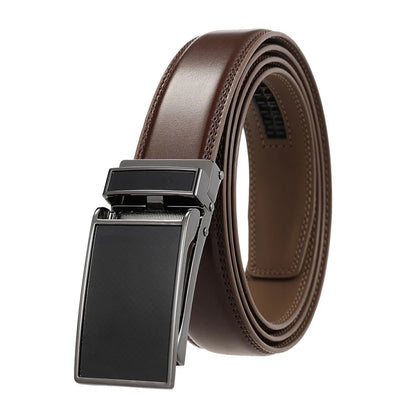 VATLY Ledergürtel Herren 3cm Metall-Automatik-Schnalle Lochlos Mode