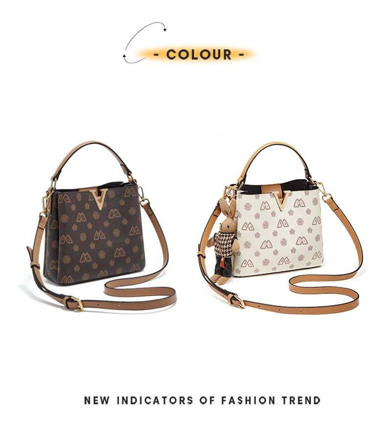 Damen Handtasche im Retro-Stil mit kleinem Bucket Bag