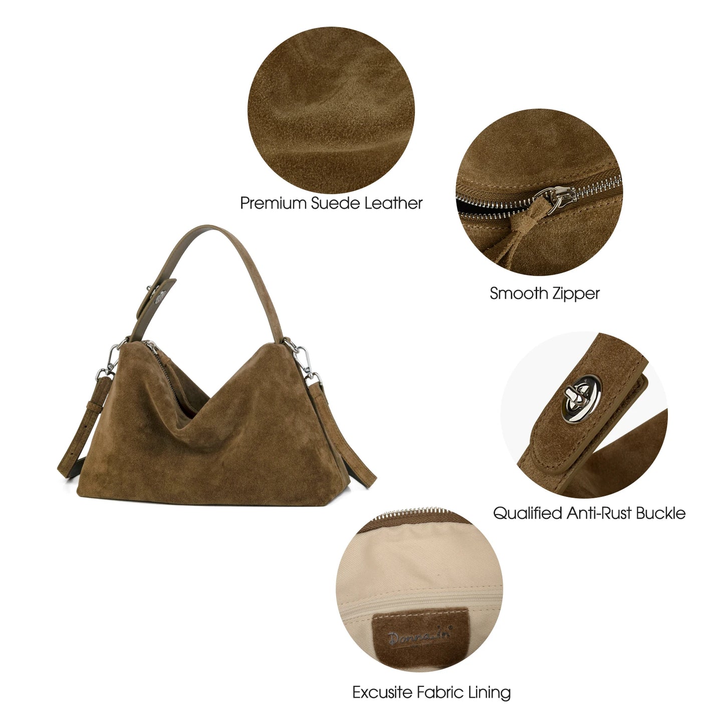 Wildleder-Handtasche | Elegant und Großzügig