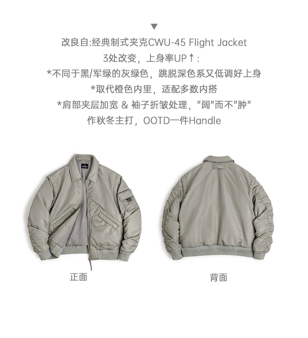 Herren Pilotenjacke Graugrün Warmer Mit Baumwolle Gefütterter Mantel Revers Taschen