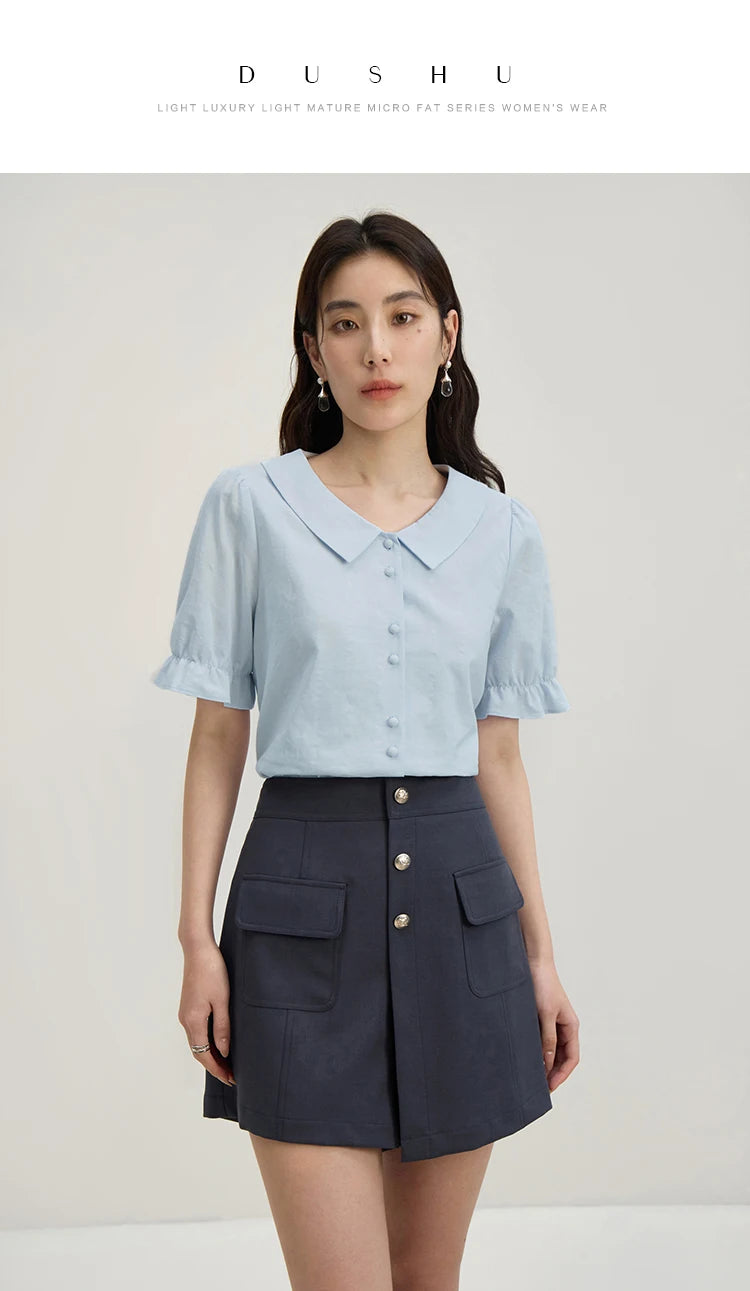 Französischer Stil Bluse mit Laternenärmeln und einzigartigem Design – Elegantes, figurbetontes Oberteil für Büro und Freizeit