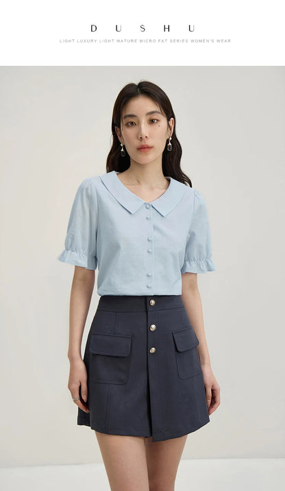 Französischer Stil Bluse mit Laternenärmeln und einzigartigem Design – Elegantes, figurbetontes Oberteil für Büro und Freizeit