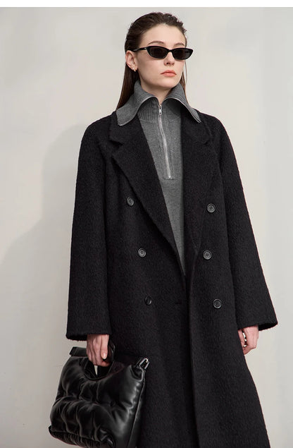Damen-Rollkragenpullover Wolle gerade einfarbig minimalistisch Herbst
