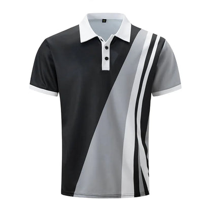 Kurzärmeliges Herren-Poloshirt mit Stehkragen und Ananas-Karomuster – lässiges Freizeithemd