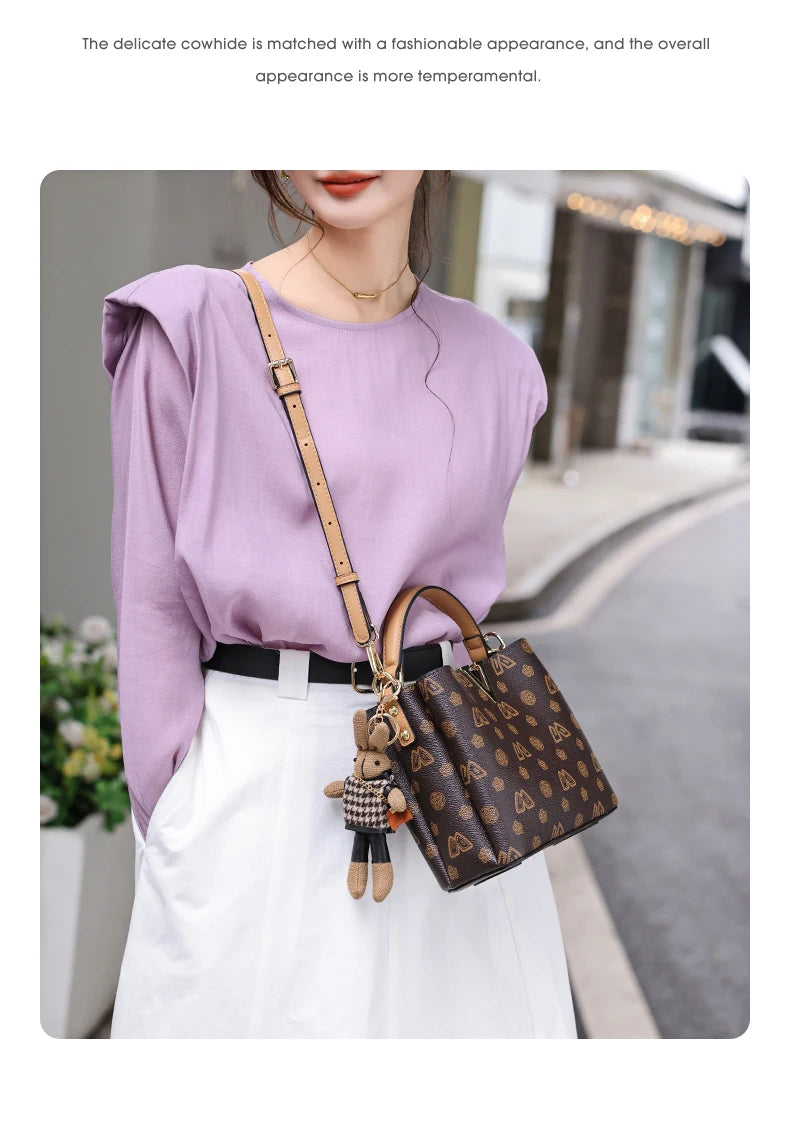 Damen Handtasche im Retro-Stil mit kleinem Bucket Bag