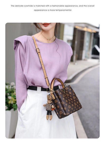 Damen Handtasche im Retro-Stil mit kleinem Bucket Bag
