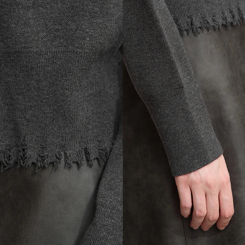 Damen-Strickjacke V-Ausschnitt kurz Quaste locker Langarm Herbst