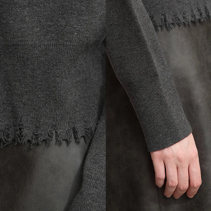 Damen-Strickjacke V-Ausschnitt kurz Quaste locker Langarm Herbst
